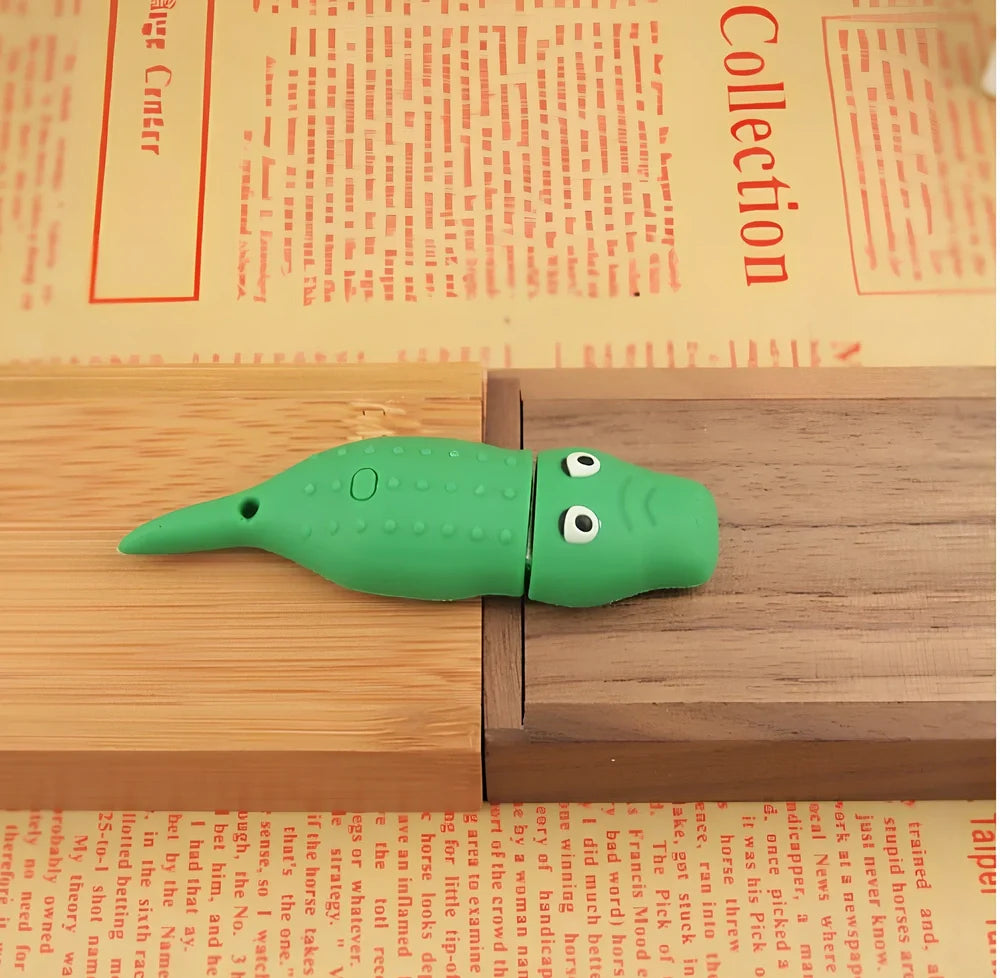 Green anime USB flash drive 16GB with PVC shell and USB 2.0 connector, 12MB/s read speed