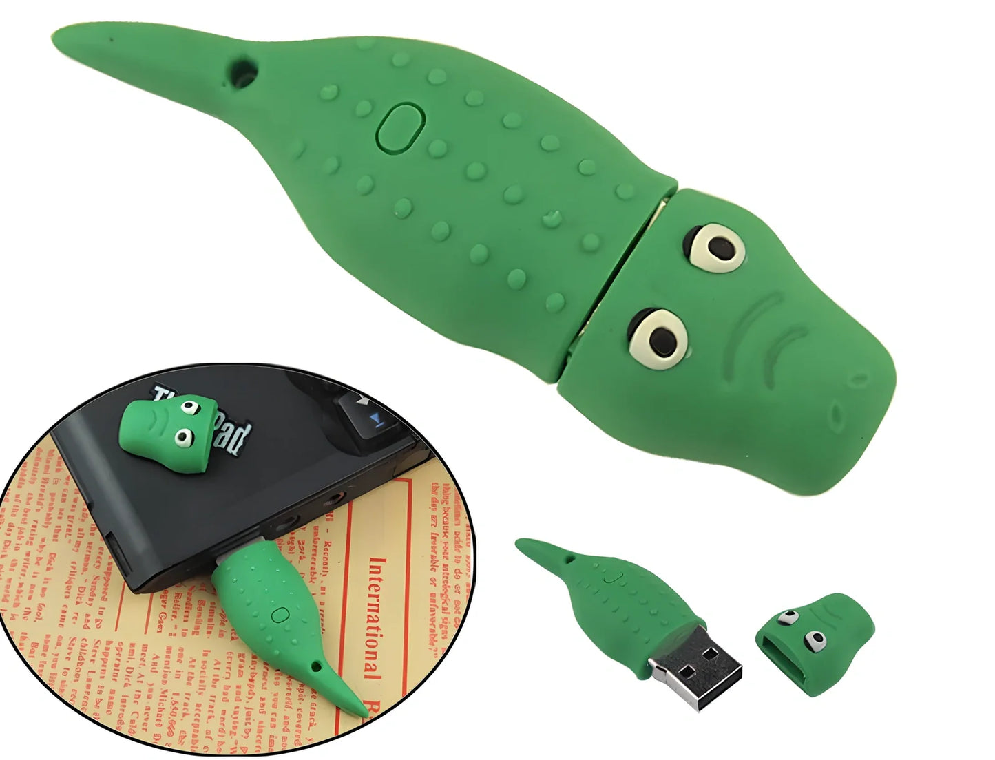 Green anime USB flash drive 16GB with PVC shell and USB 2.0 connector, 12MB/s read speed