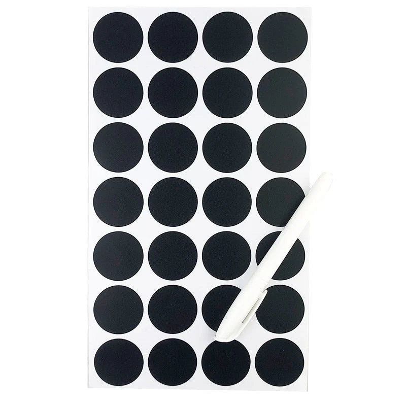 Circular reusable PVC blackboard sticker labels for organisation