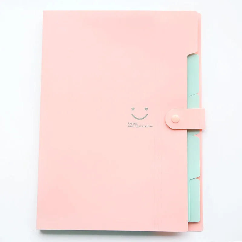 A4 plastic document folder with bag-style closure shown in multiple colour options.