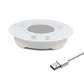 USB-powered hot and cold drink coaster in black or white with tempered glass surface and 152mm diameter