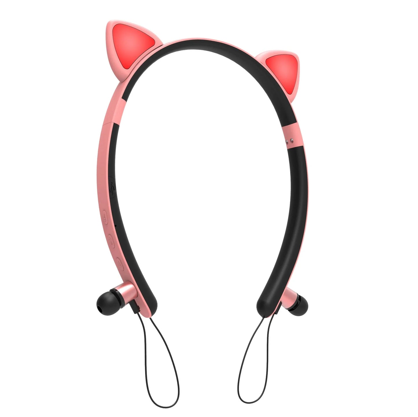 Wireless Bluetooth headphones with luminous cat ear design, soft silicone earmuffs, and magnetic earcups for a comfortable and fashionable listening experience.