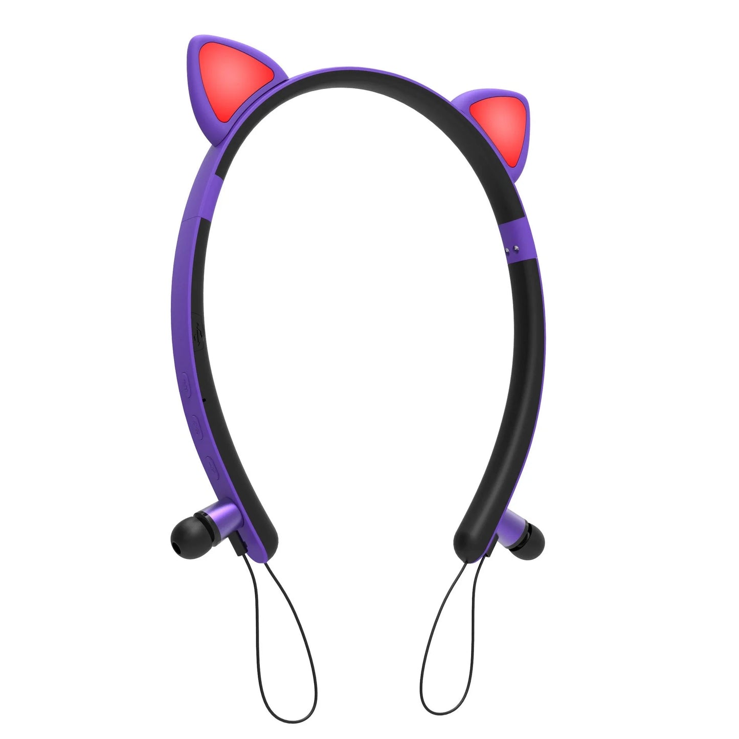 Wireless Bluetooth headphones with luminous cat ear design, soft silicone earmuffs, and magnetic earcups for a comfortable and fashionable listening experience.