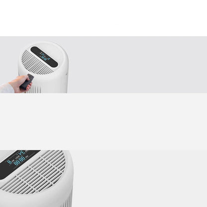 Smart air purifier in silver white for efficient indoor smoke and dust removal