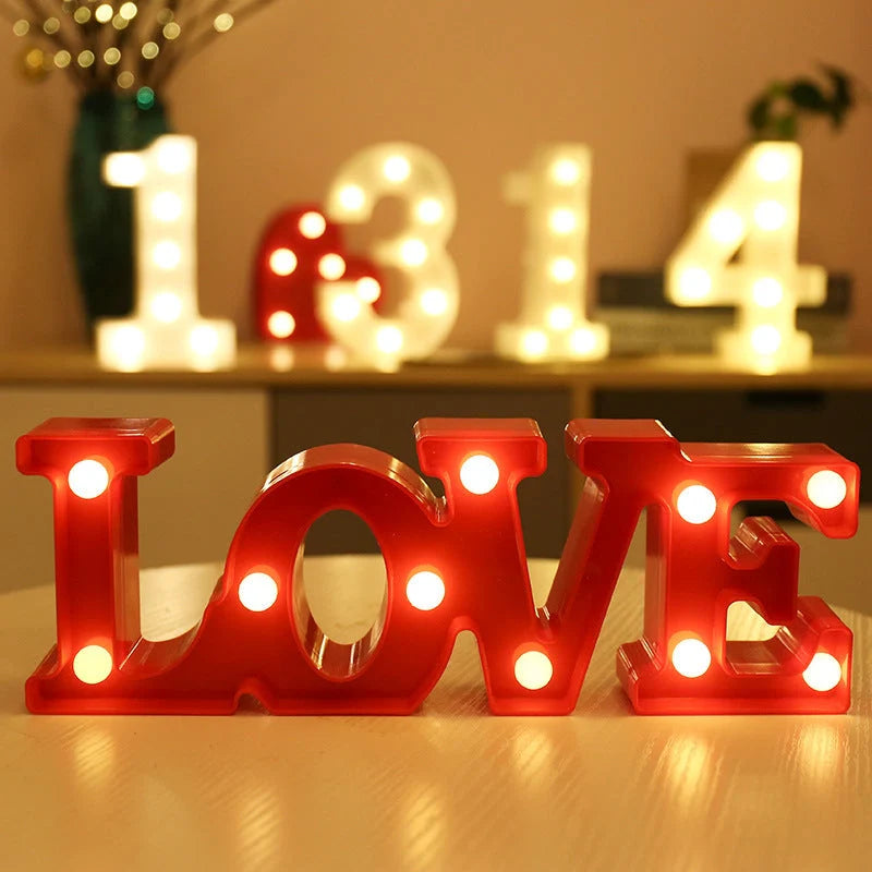 Luminous LED letter and number night light for weddings and parties