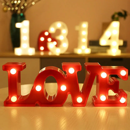Luminous LED letter and number night light for weddings and parties