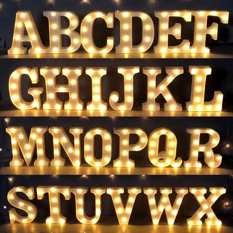 Luminous LED letter and number night light for weddings and parties