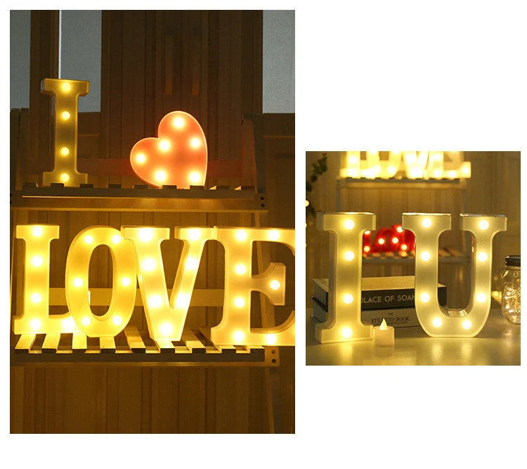 Luminous LED letter and number night light for weddings and parties
