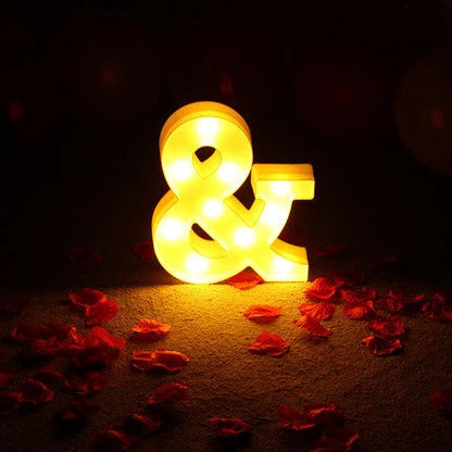Luminous LED letter and number night light for weddings and parties