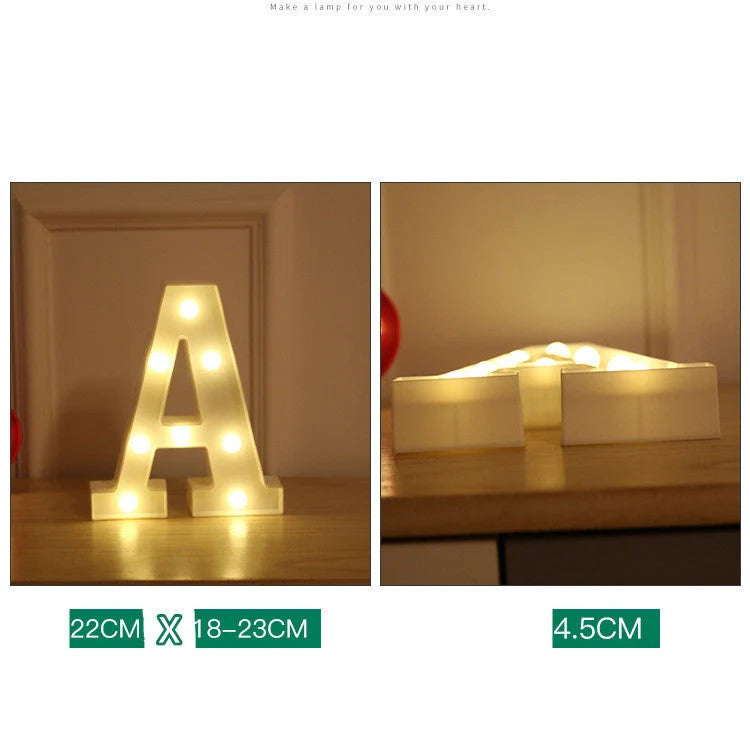 Luminous LED letter and number night light for weddings and parties