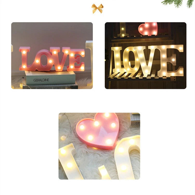Luminous LED letter and number night light for weddings and parties