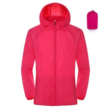 Women's sleeveless waterproof windbreaker in fluorescent green with UPF 50+ sun protection rating