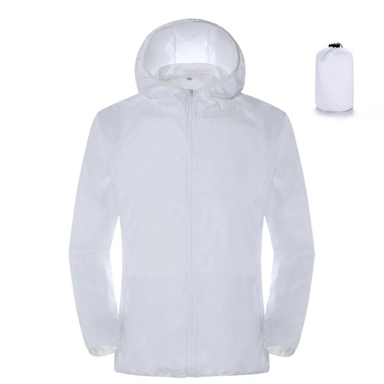 Women's sleeveless waterproof windbreaker in fluorescent green with UPF 50+ sun protection rating