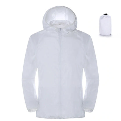 Women's sleeveless waterproof windbreaker in fluorescent green with UPF 50+ sun protection rating