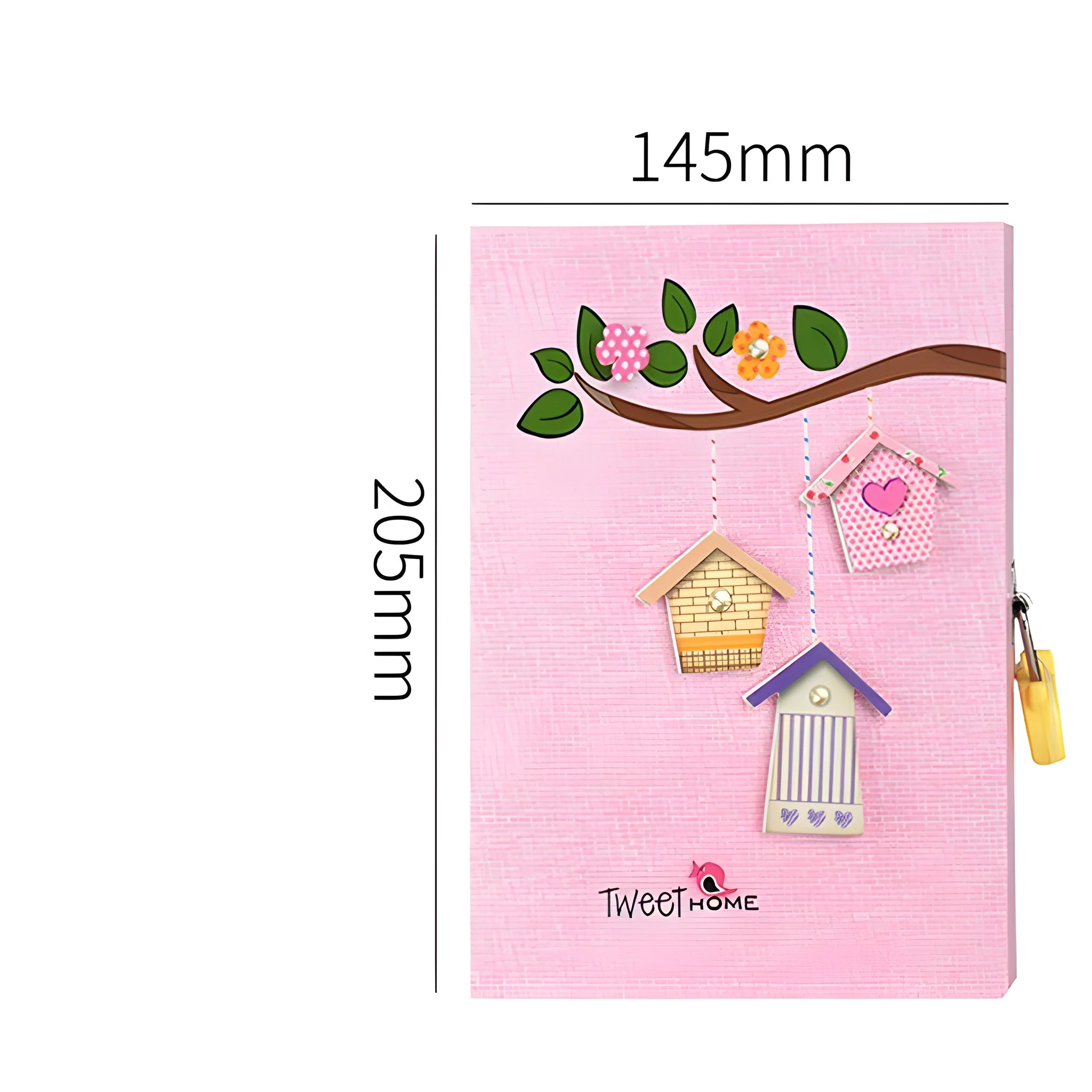 A lockable 32K diary notebook for children in pink, blue, green, or orange, shown with a code lock and gift box.