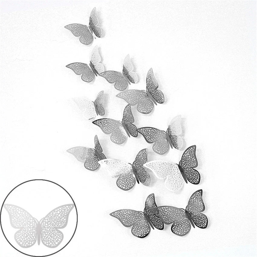 3D hollow butterflies mirror wall stickers in vibrant colours for home decor
