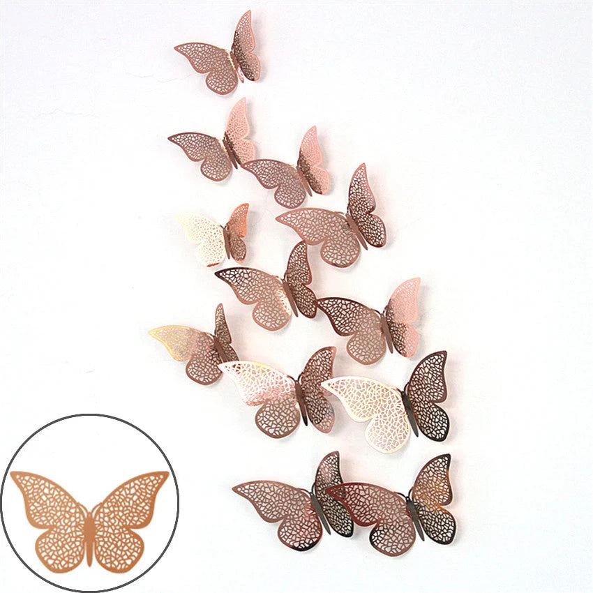 3D hollow butterflies mirror wall stickers in vibrant colours for home decor