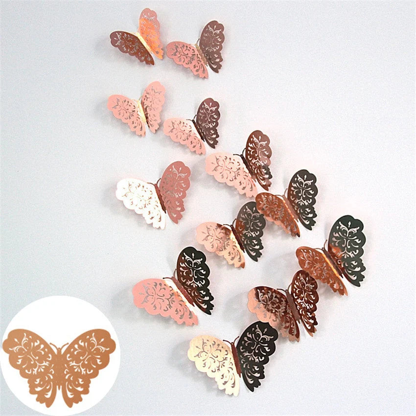3D hollow butterflies mirror wall stickers in vibrant colours for home decor