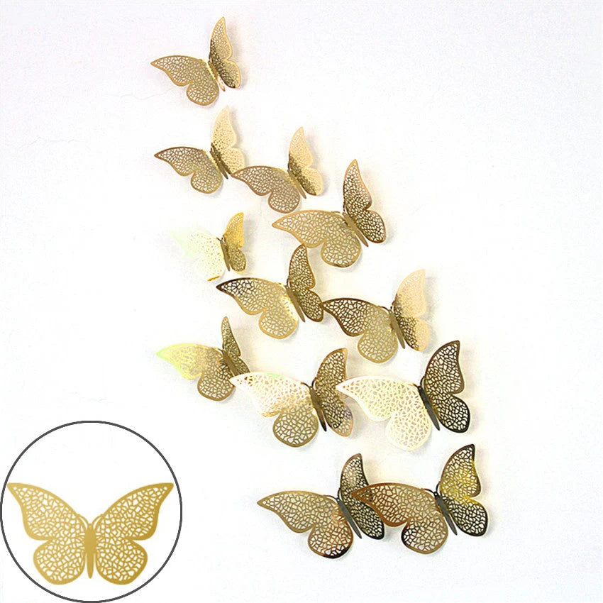 3D hollow butterflies mirror wall stickers in vibrant colours for home decor