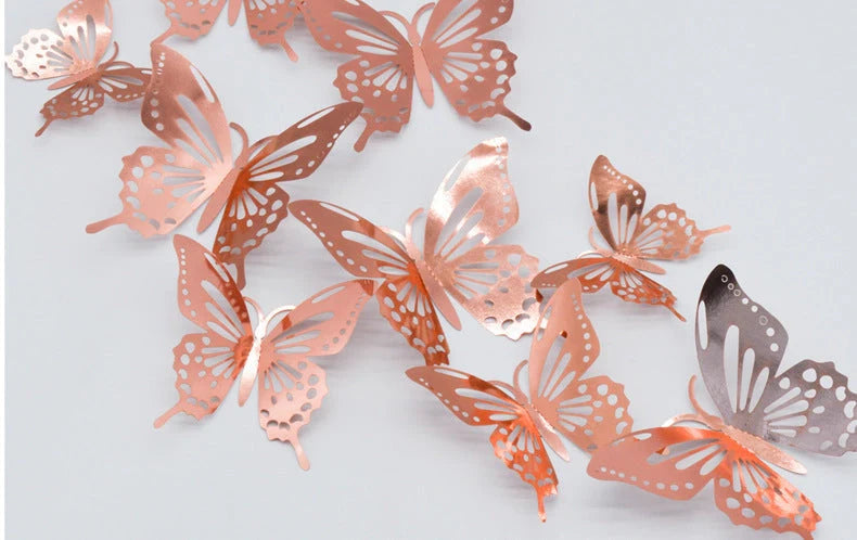 3D hollow butterflies mirror wall stickers in vibrant colours for home decor