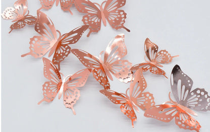 3D hollow butterflies mirror wall stickers in vibrant colours for home decor