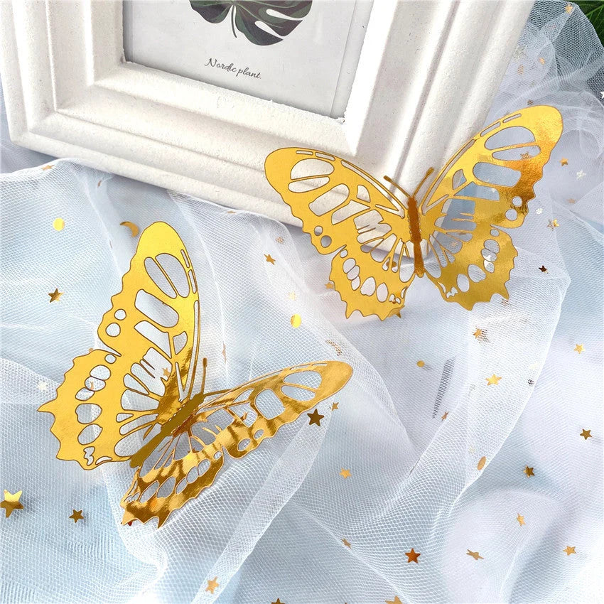 3D hollow butterflies mirror wall stickers in vibrant colours for home decor