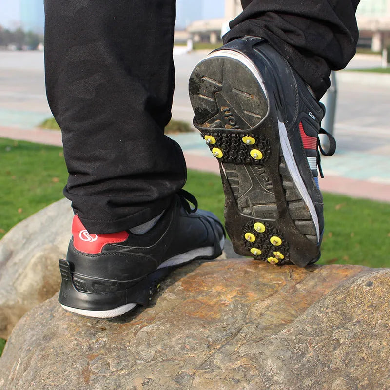 Outdoor hiking ice chain spikes anti-skid shoe attachment in black for winter walking