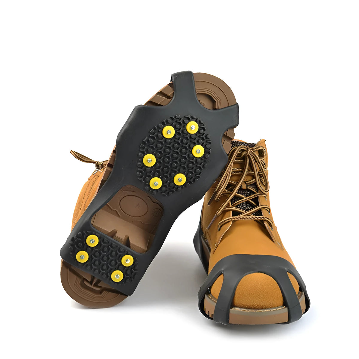 Outdoor hiking ice chain spikes anti-skid shoe attachment in black for winter walking