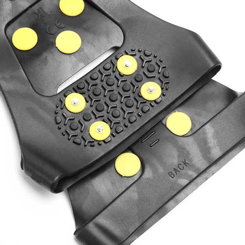 Outdoor hiking ice chain spikes anti-skid shoe attachment in black for winter walking