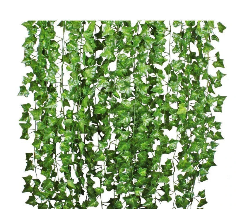 Silk artificial hanging leaf garland with lush green leaves for home, wedding, and garden decoration