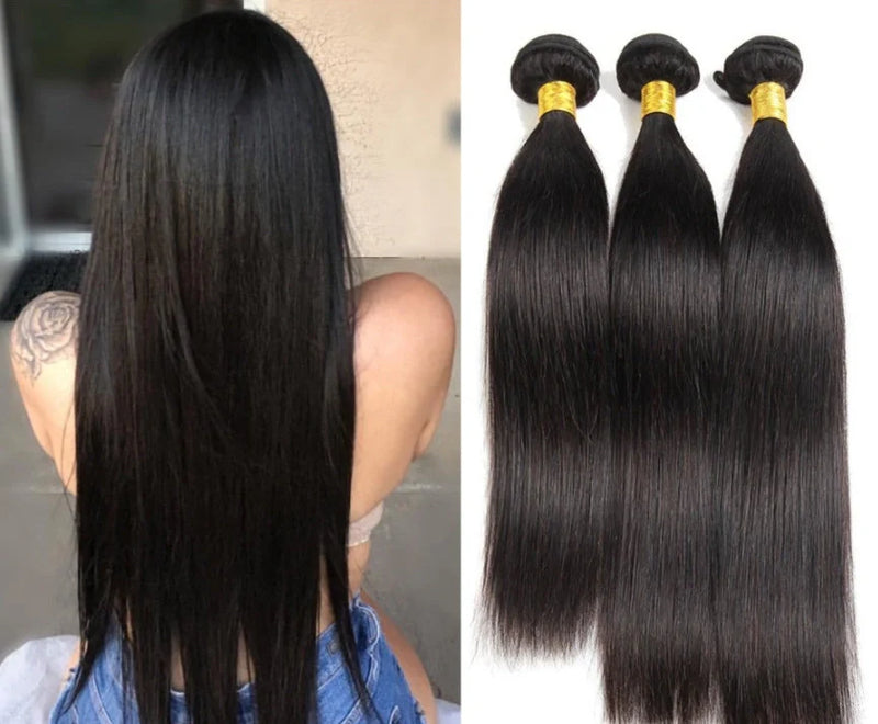 Black synthetic hair weave with straight Japanese silk strands available in 14-32 inch lengths, each weighing 100g for consistent styling and volume across all size options