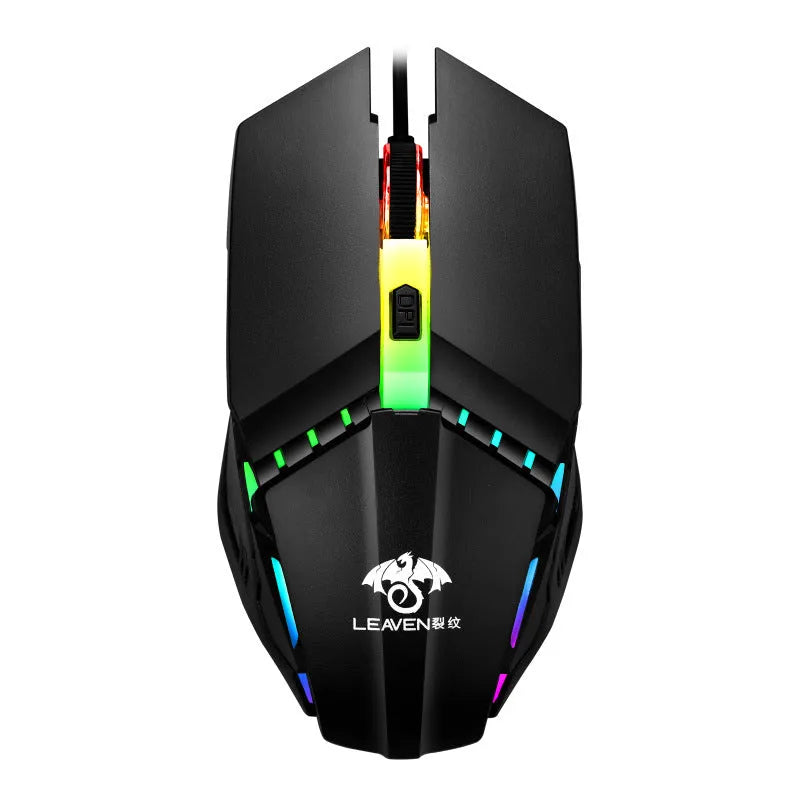 USB wired luminous RGB mechanical mouse with 4000DPI, seven keys, ergonomic design, colour options black pink white
