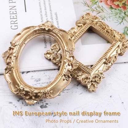 Golden retro photo frame for jewelry and art display, Nordic-style design