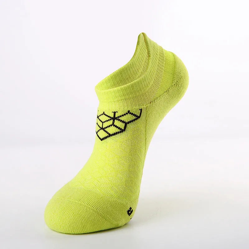 Pair of terry sports socks with grid pattern in white, black, green, wine red, yellow, blue, red, and sky blue colours