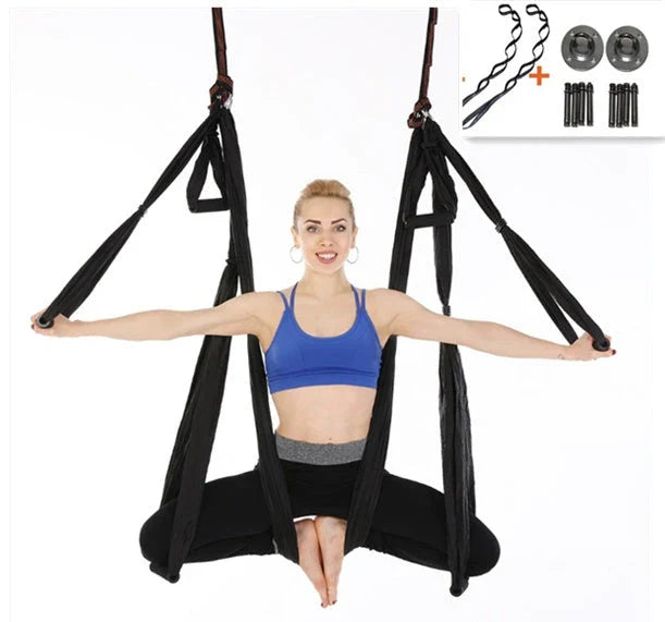 Anti-Gravity Yoga Hammock made of durable nylon fabric, available in a range of vibrant Kiwi-friendly colours