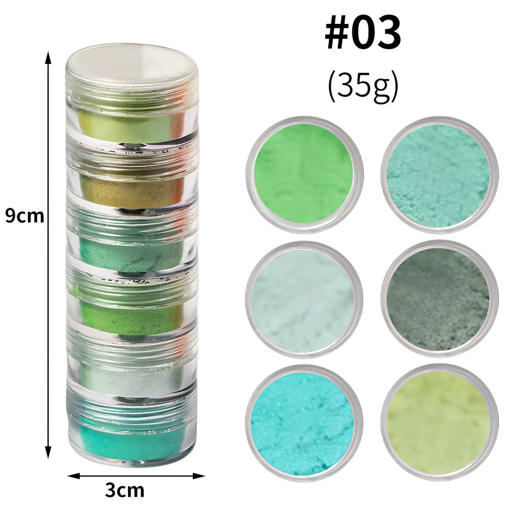 6-colour fluorescent pearl powder set, 1g glitter portions for firework blooming effects in crafts