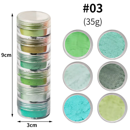 6-colour fluorescent pearl powder set, 1g glitter portions for firework blooming effects in crafts