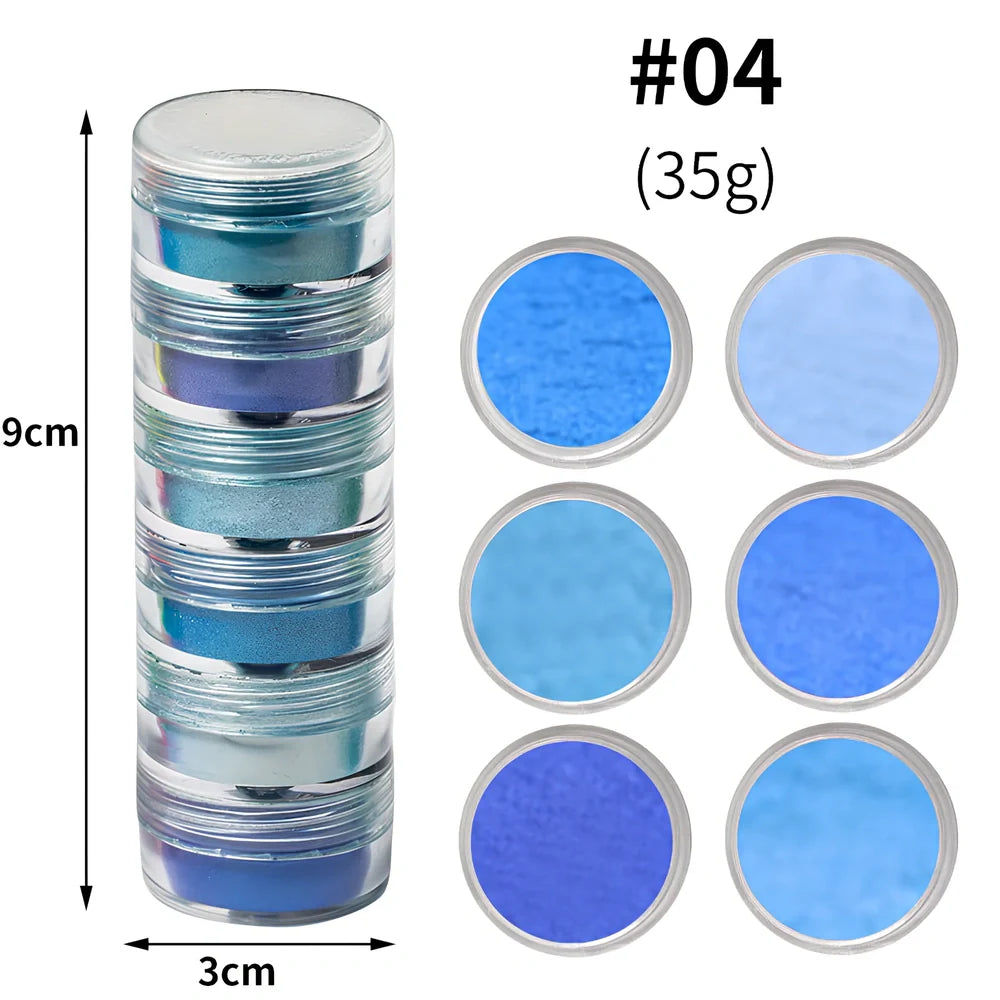 6-colour fluorescent pearl powder set, 1g glitter portions for firework blooming effects in crafts