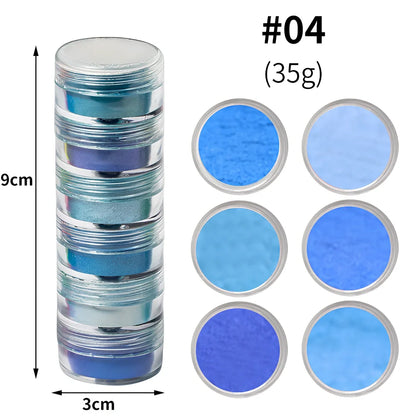 6-colour fluorescent pearl powder set, 1g glitter portions for firework blooming effects in crafts