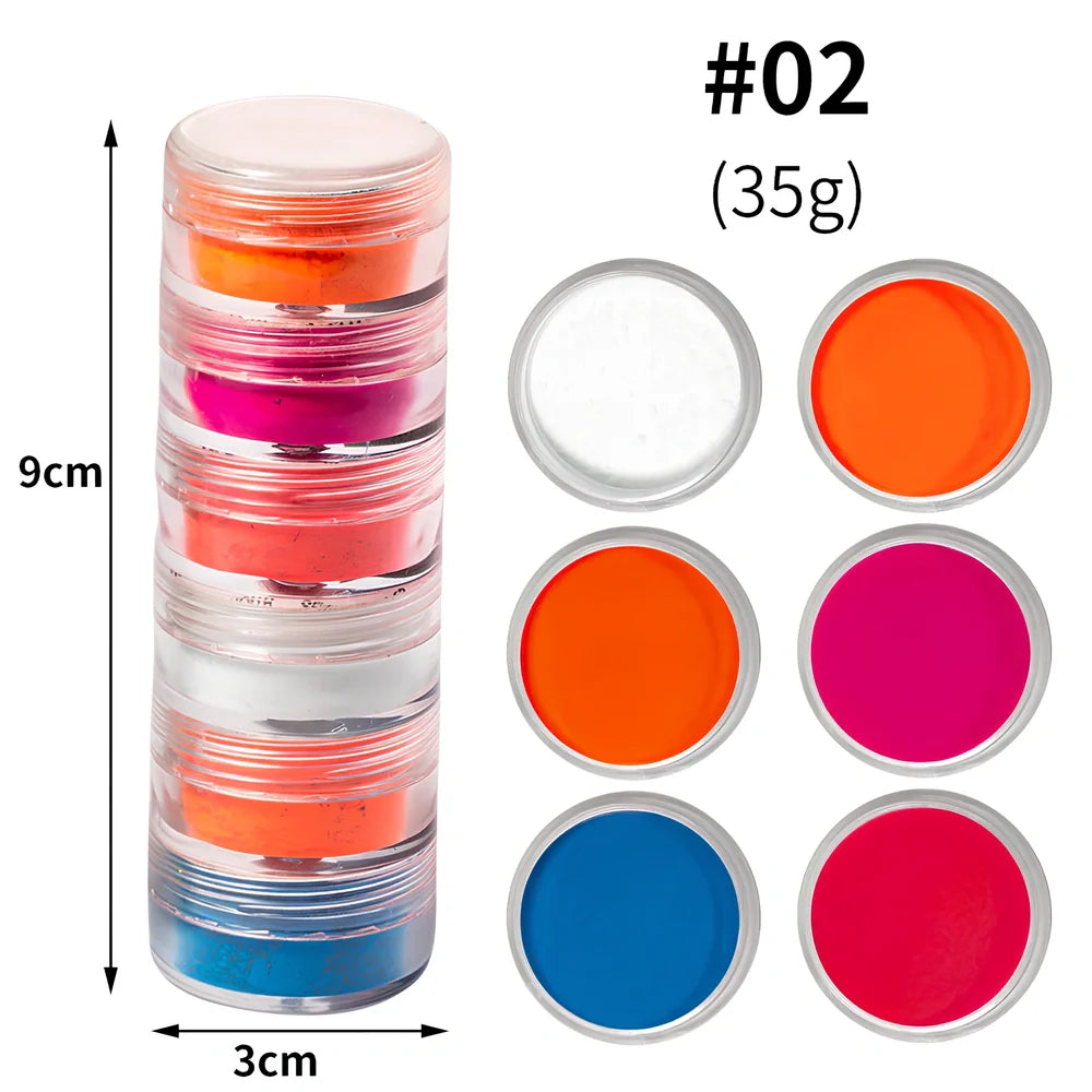 6-colour fluorescent pearl powder set, 1g glitter portions for firework blooming effects in crafts