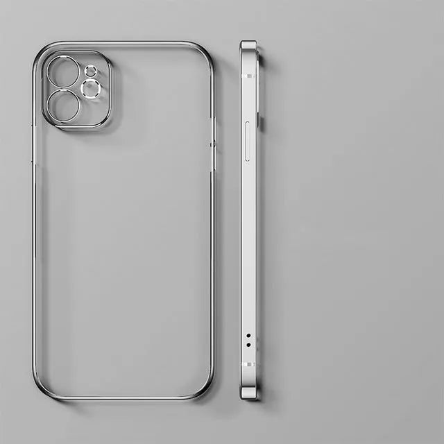 TPU electroplating straight edge solid colour mobile phone case for iPhone 13 and 12 Pro