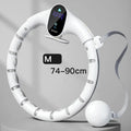 White detachable smart hoop with ABS and TPE construction, L size with extended belt option for aerobic exercise