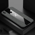 Car magnetic ring holder case for Honor 7X with cloth pattern finish full cover drop protection in elegant black