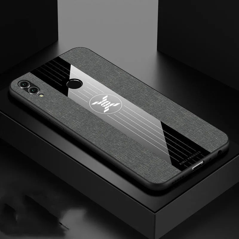 Car magnetic ring holder case for Honor 7X with cloth pattern finish full cover drop protection in elegant black