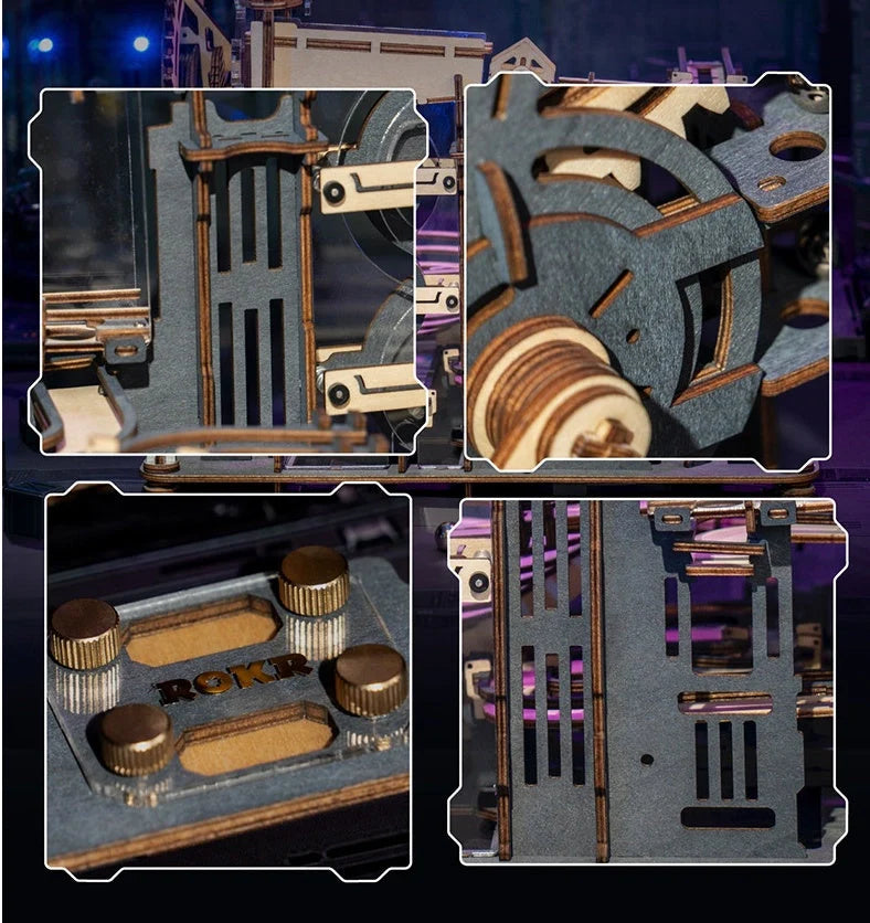 Marble Night City 3D Wooden Puzzle with marble run tracks and waterwheel