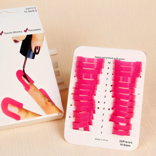 26-piece nail art overflow clip set in colour box, 15 cm packed size, prevents polish drips on fingers