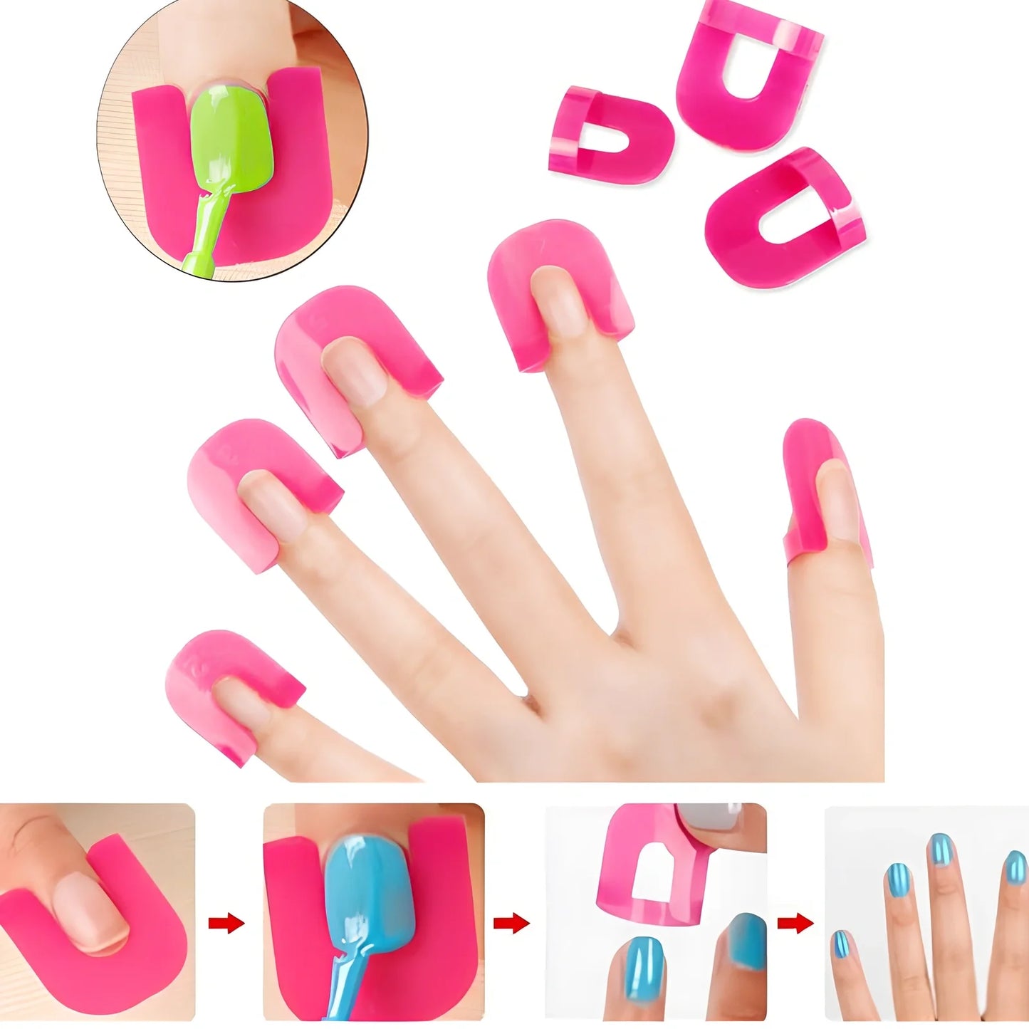 26-piece nail art overflow clip set in colour box, 15 cm packed size, prevents polish drips on fingers