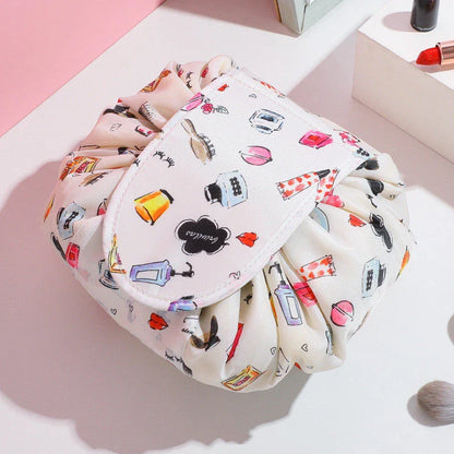 Stylish drawstring cosmetic bag with large capacity for beauty essentials