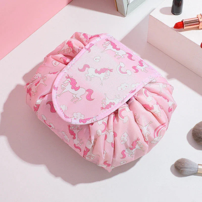 Stylish drawstring cosmetic bag with large capacity for beauty essentials