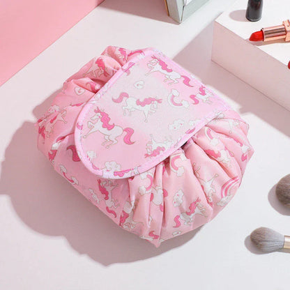 Stylish drawstring cosmetic bag with large capacity for beauty essentials